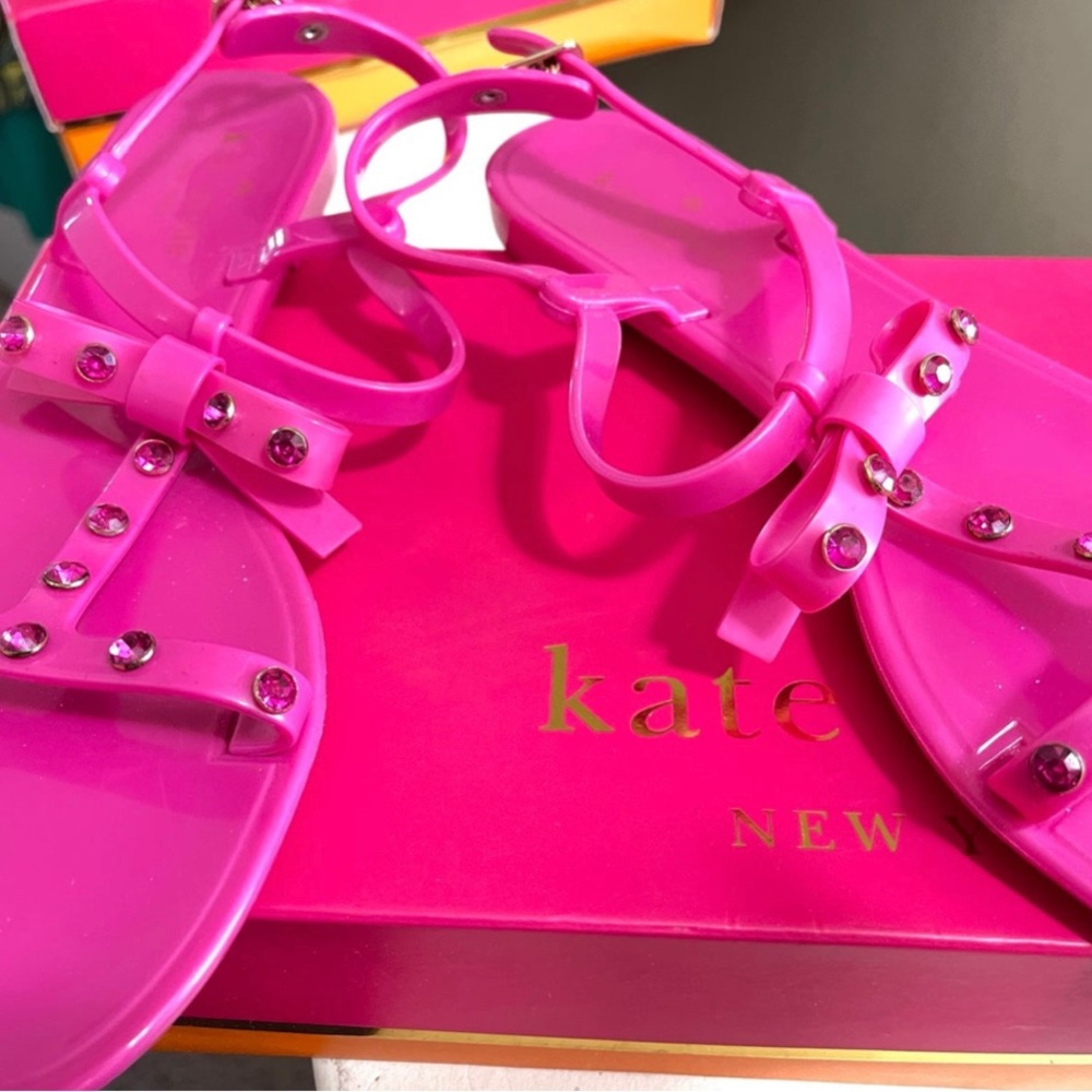 Hot pink jelly sandals with crystals. Kate Spade. Size 41. Worn once.